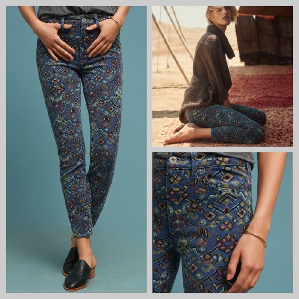 Pilcro by Anthropologie Patterned Skinny Corduroy Skinny Cords Sz 27